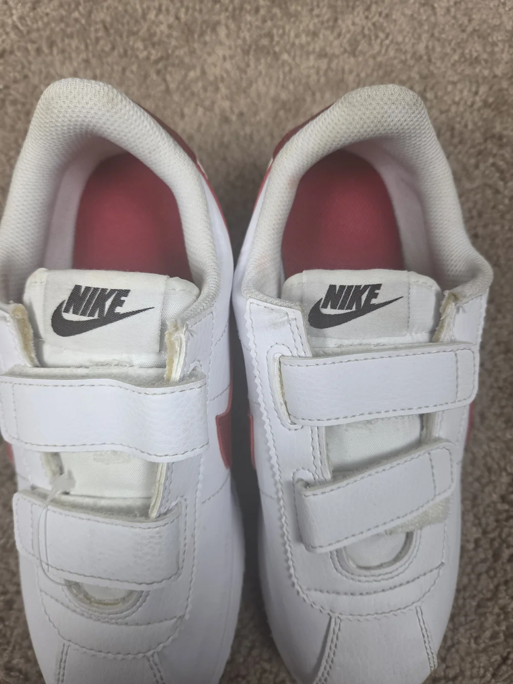 Nike Kids' White and Red Velcro Sneaker